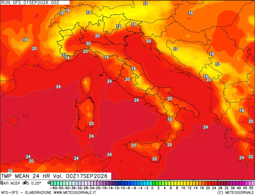 mappa Temperatura media 24 ore