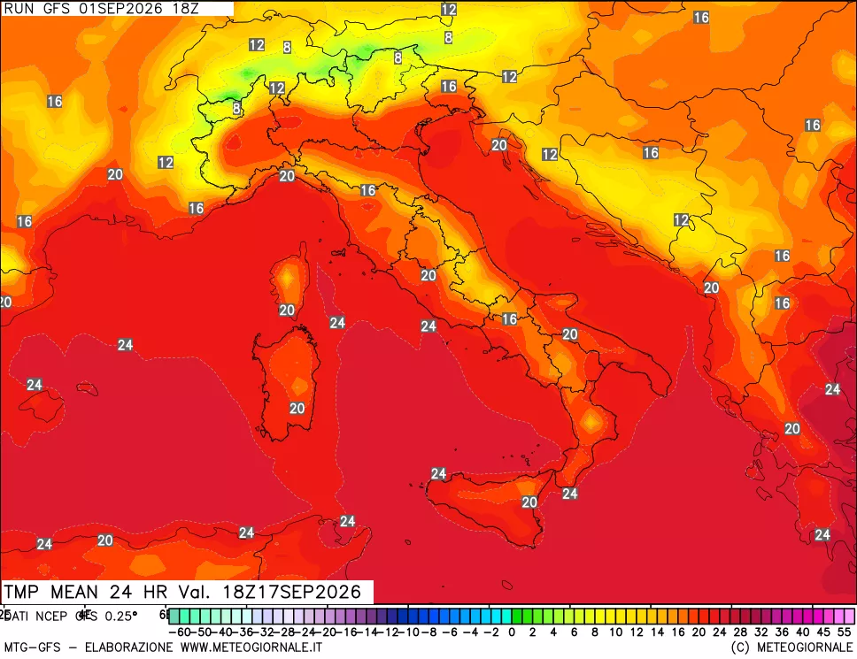mappa Temperatura media 24 ore