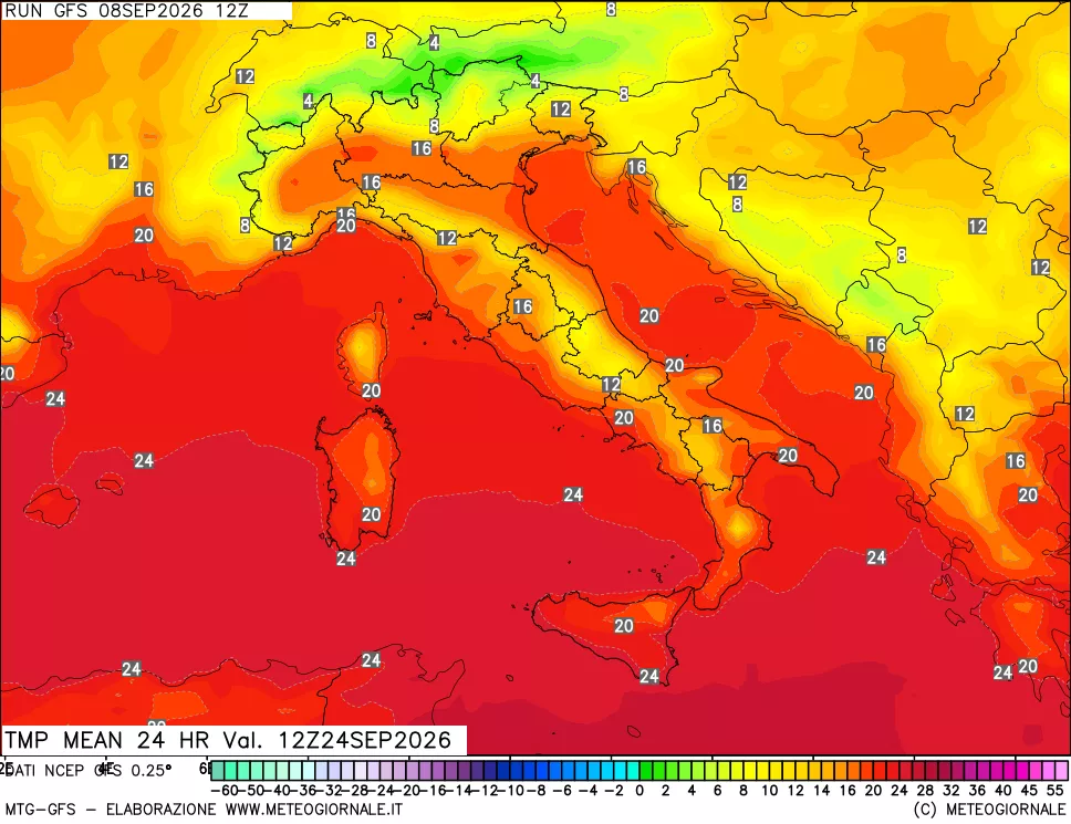 mappa Temperatura media 24 ore