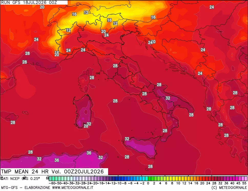 mappa Temperatura media 24 ore