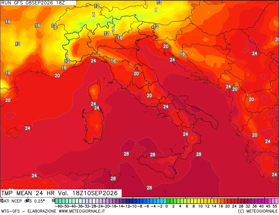 mappa Temperatura media 24 ore