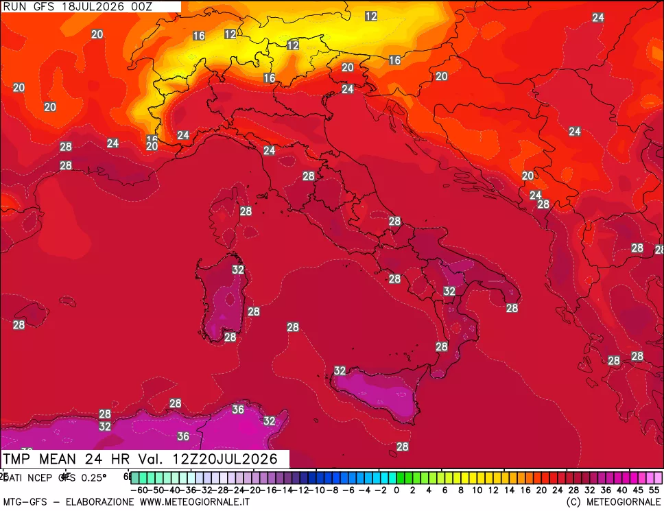mappa Temperatura media 24 ore