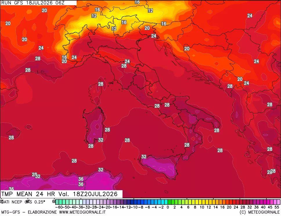 mappa Temperatura media 24 ore
