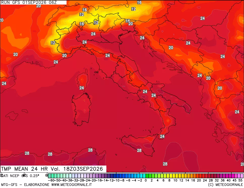 mappa Temperatura media 24 ore