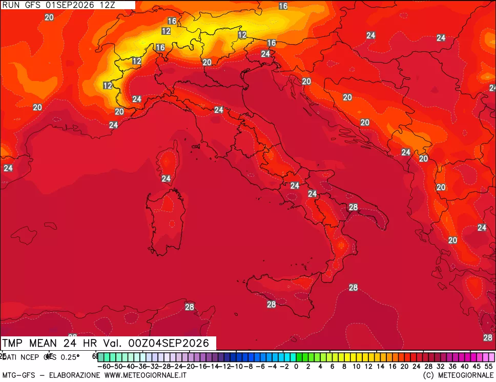 mappa Temperatura media 24 ore