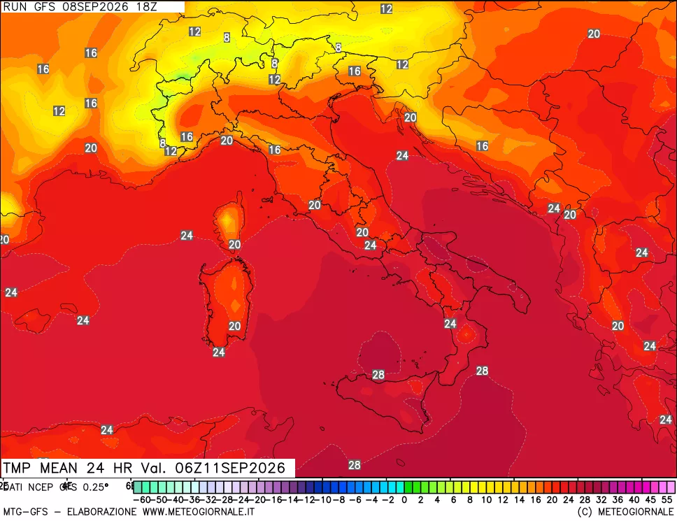 mappa Temperatura media 24 ore