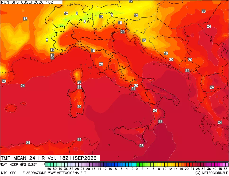 mappa Temperatura media 24 ore