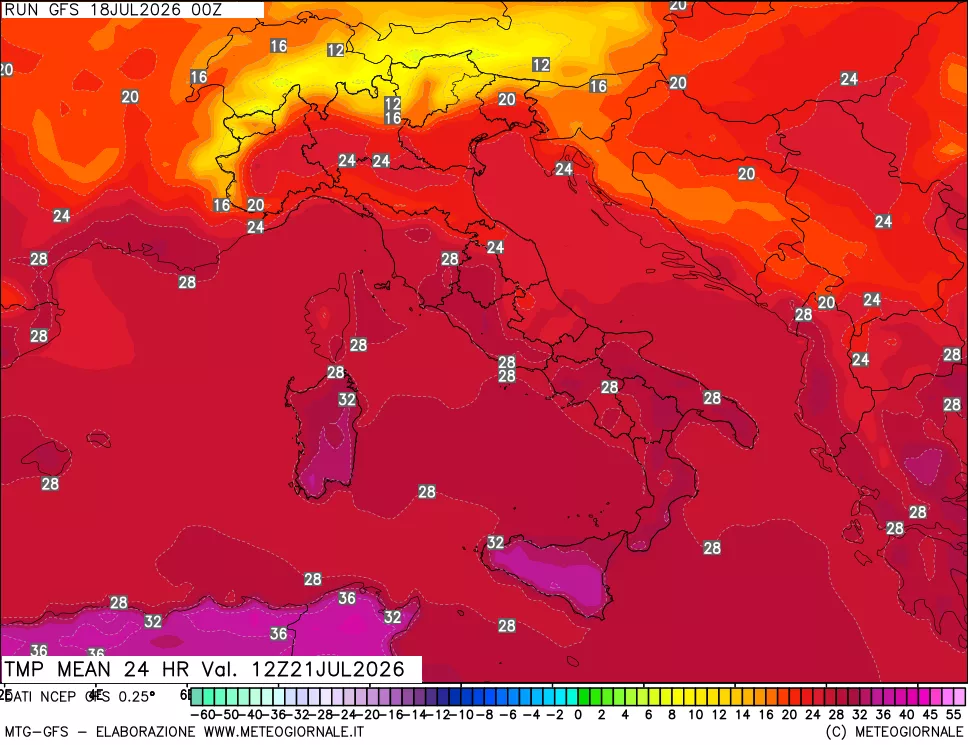 mappa Temperatura media 24 ore