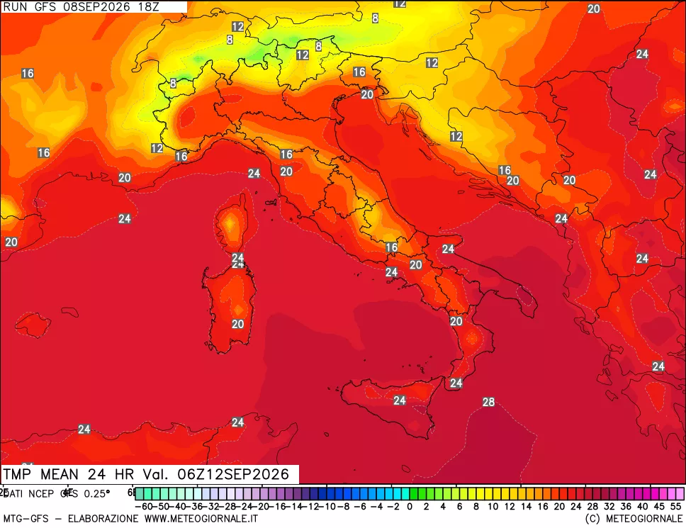 mappa Temperatura media 24 ore