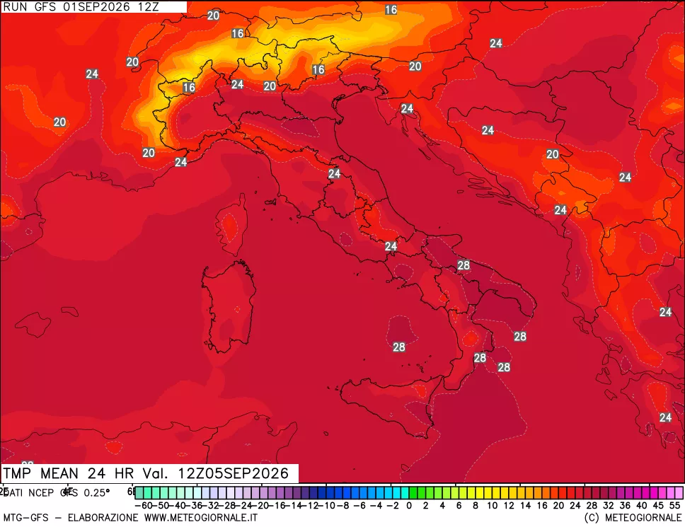 mappa Temperatura media 24 ore