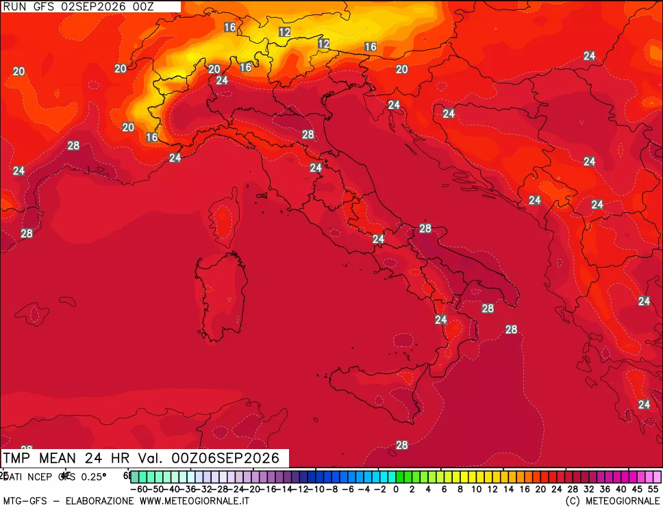 mappa Temperatura media 24 ore