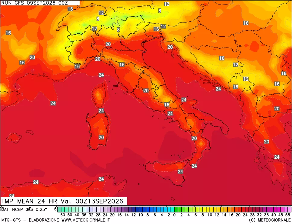 mappa Temperatura media 24 ore