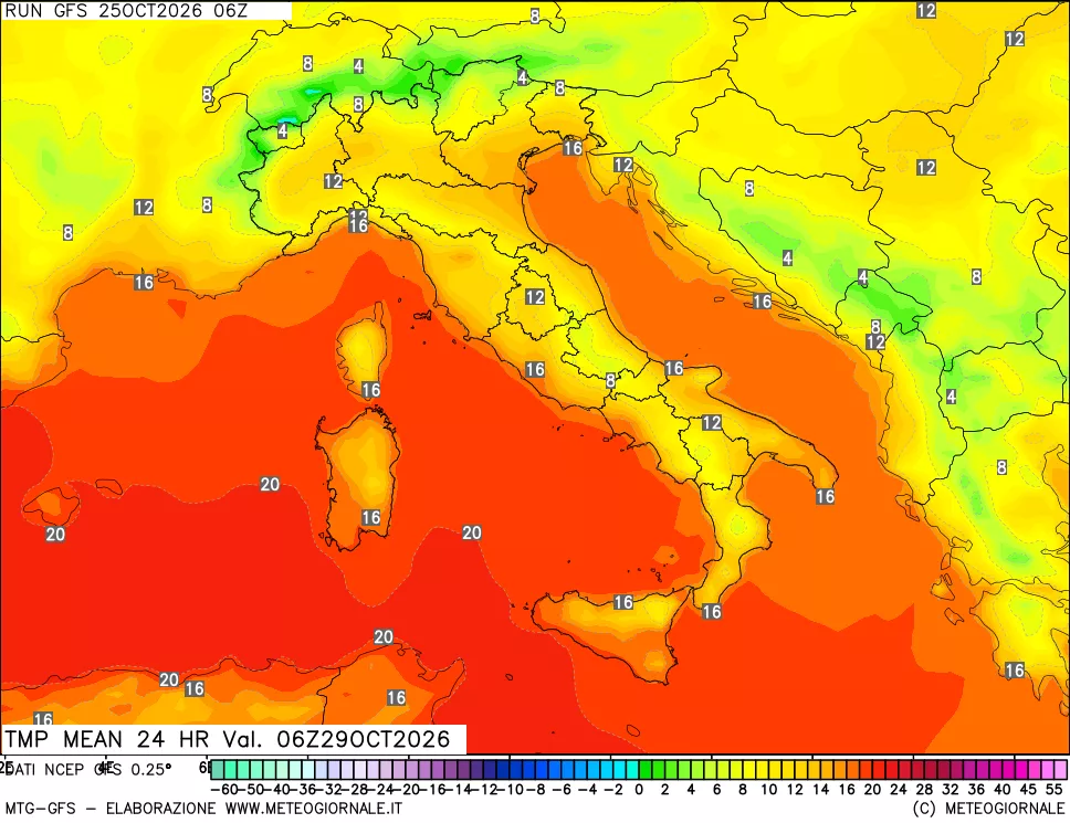mappa Temperatura media 24 ore
