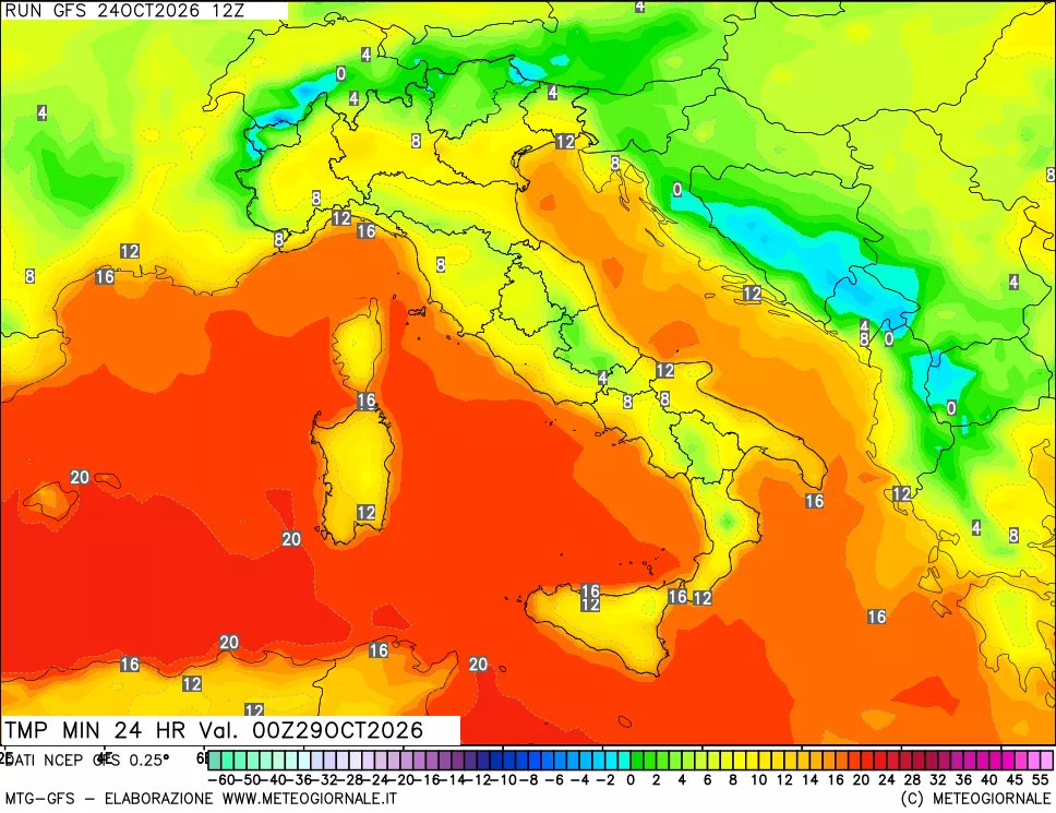 mappa Temperatura minima 24 ore