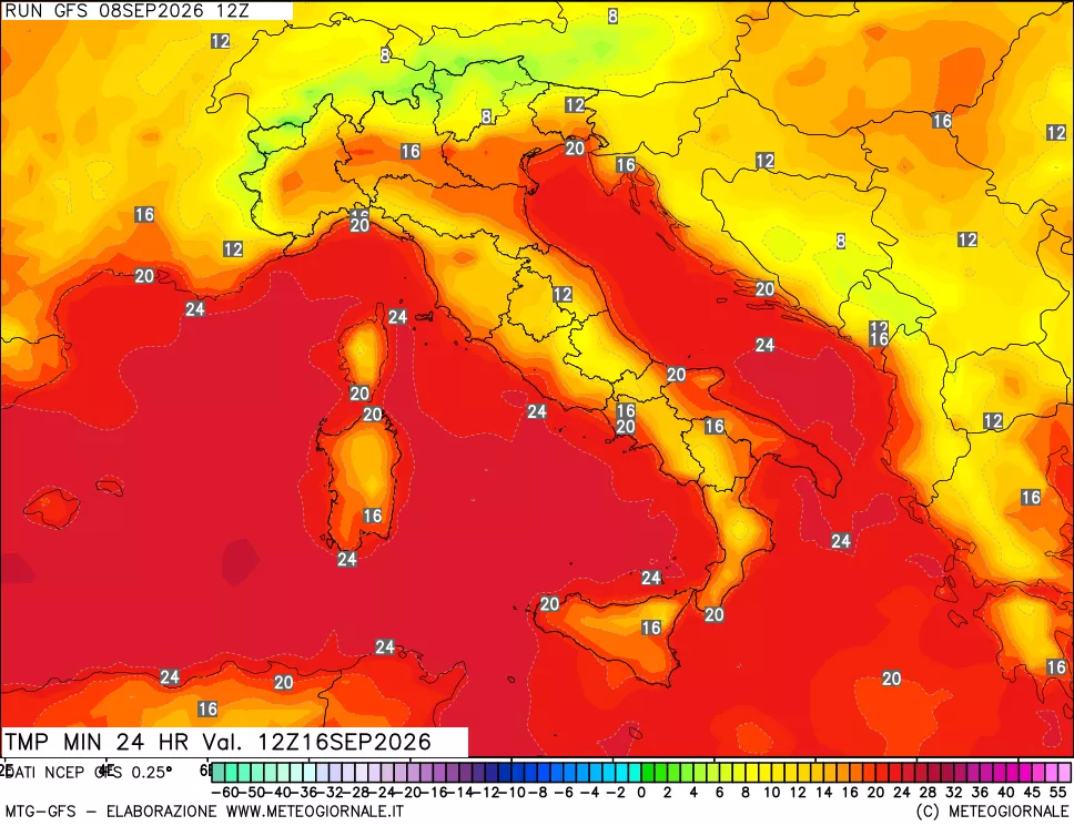 mappa Temperatura minima 24 ore