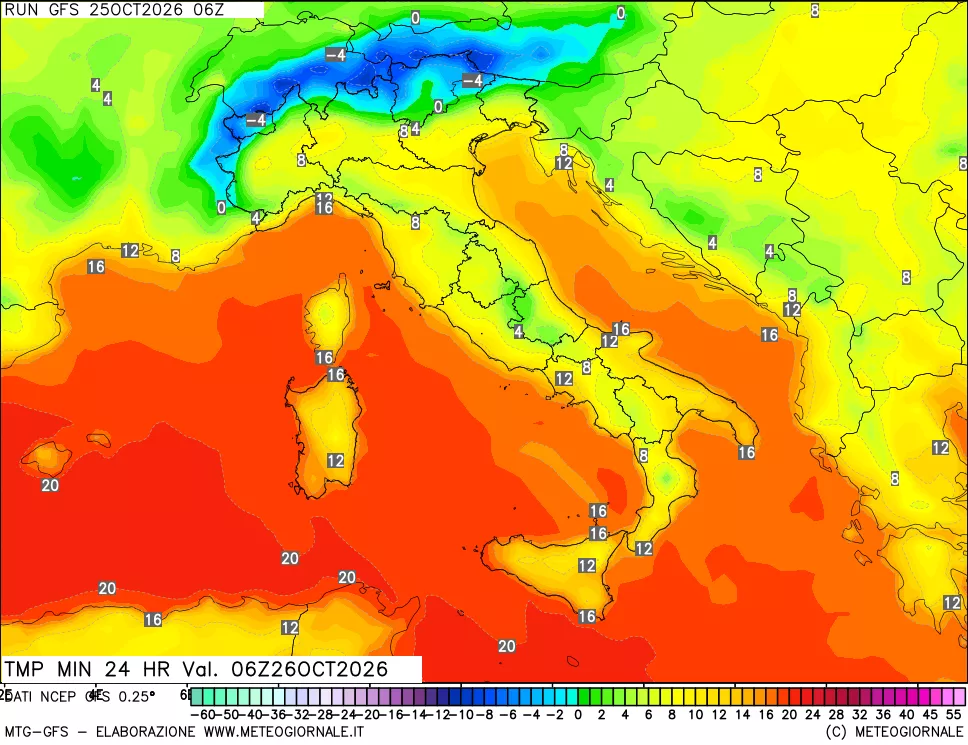 mappa Temperatura minima 24 ore