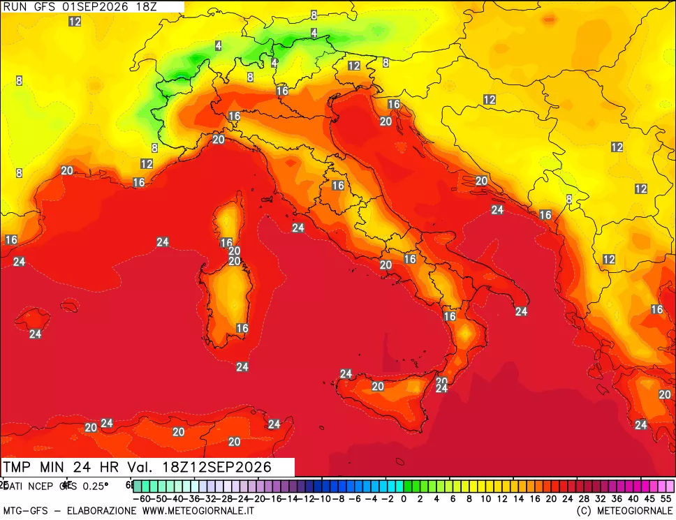 mappa Temperatura minima 24 ore