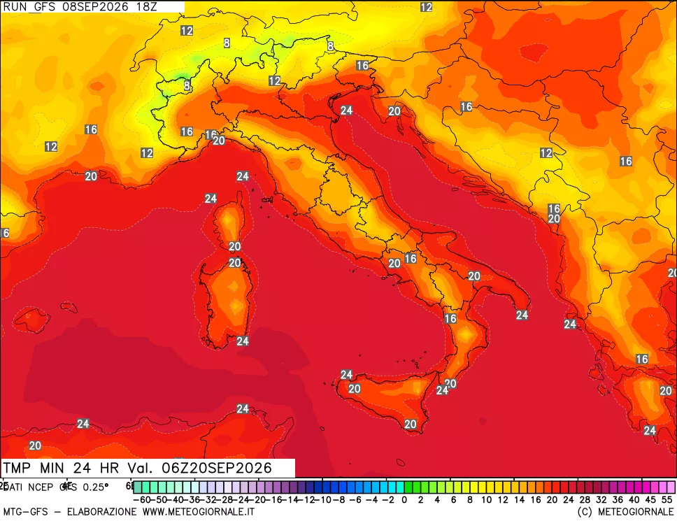 mappa Temperatura minima 24 ore