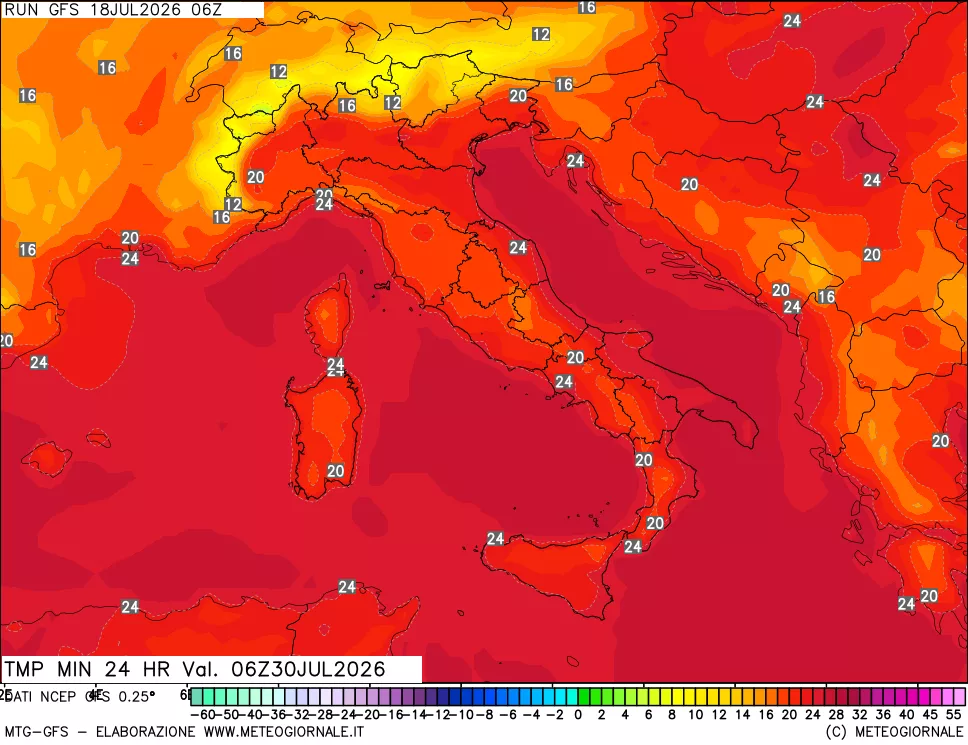 mappa Temperatura minima 24 ore
