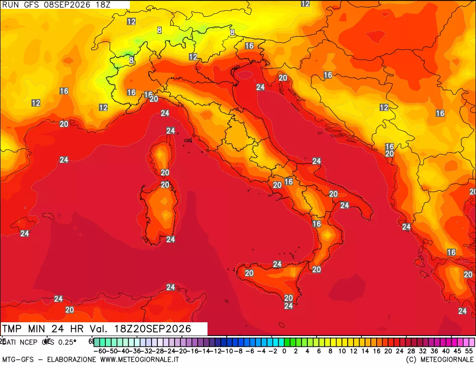 mappa Temperatura minima 24 ore