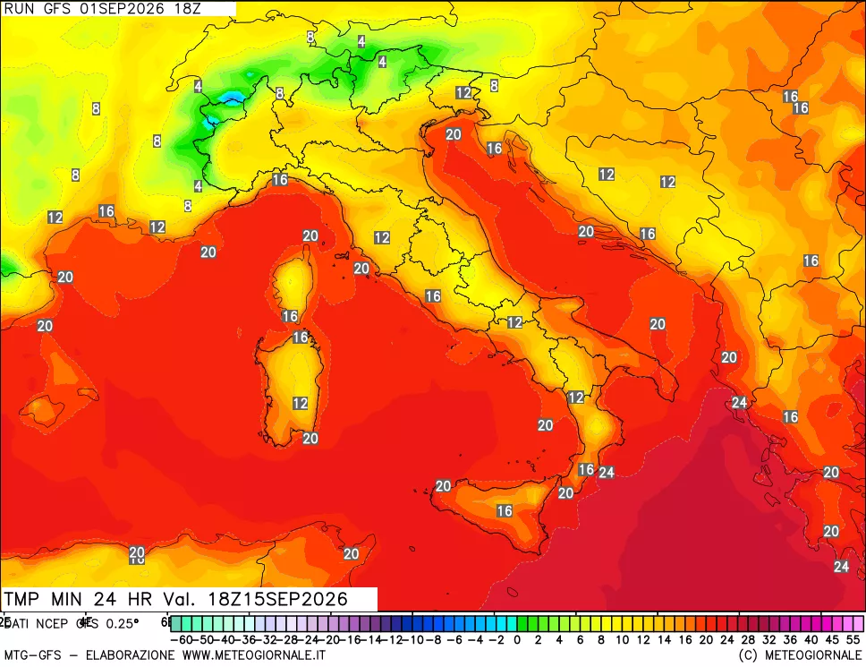 mappa Temperatura minima 24 ore