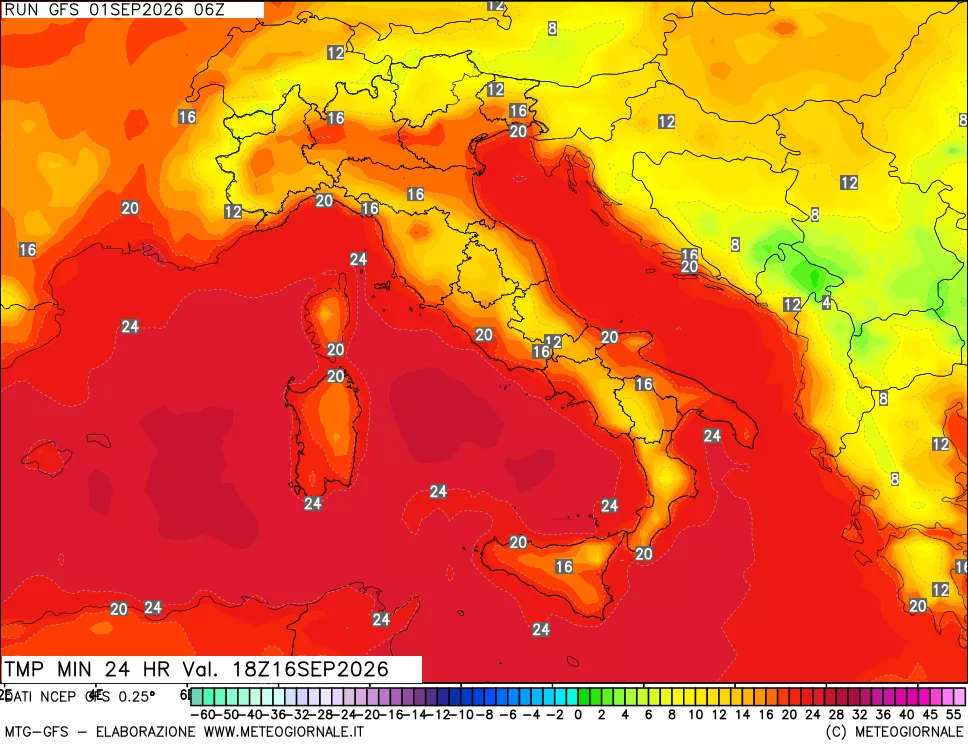 mappa Temperatura minima 24 ore