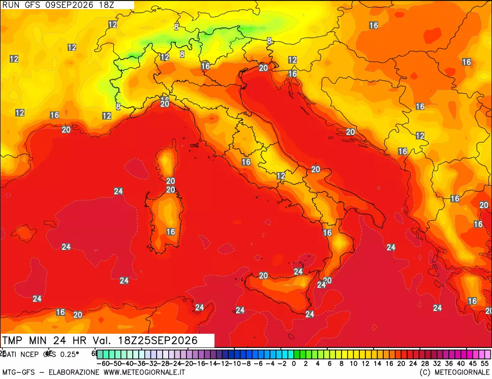 mappa Temperatura minima 24 ore