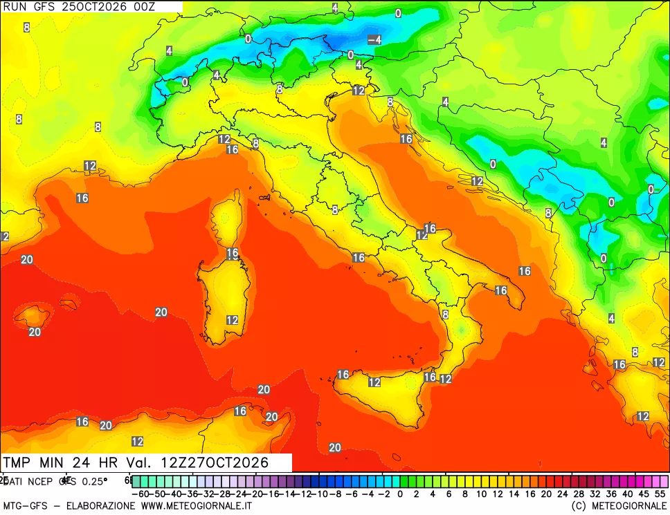mappa Temperatura minima 24 ore