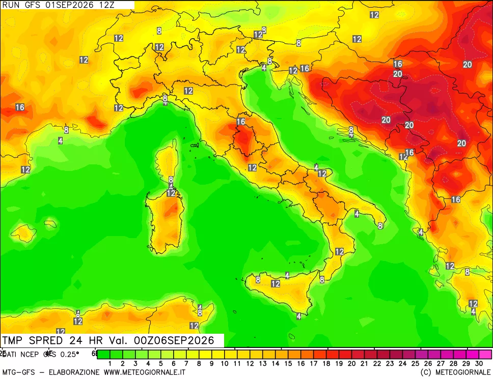mappa Dif. TMax-TMin 24 ore