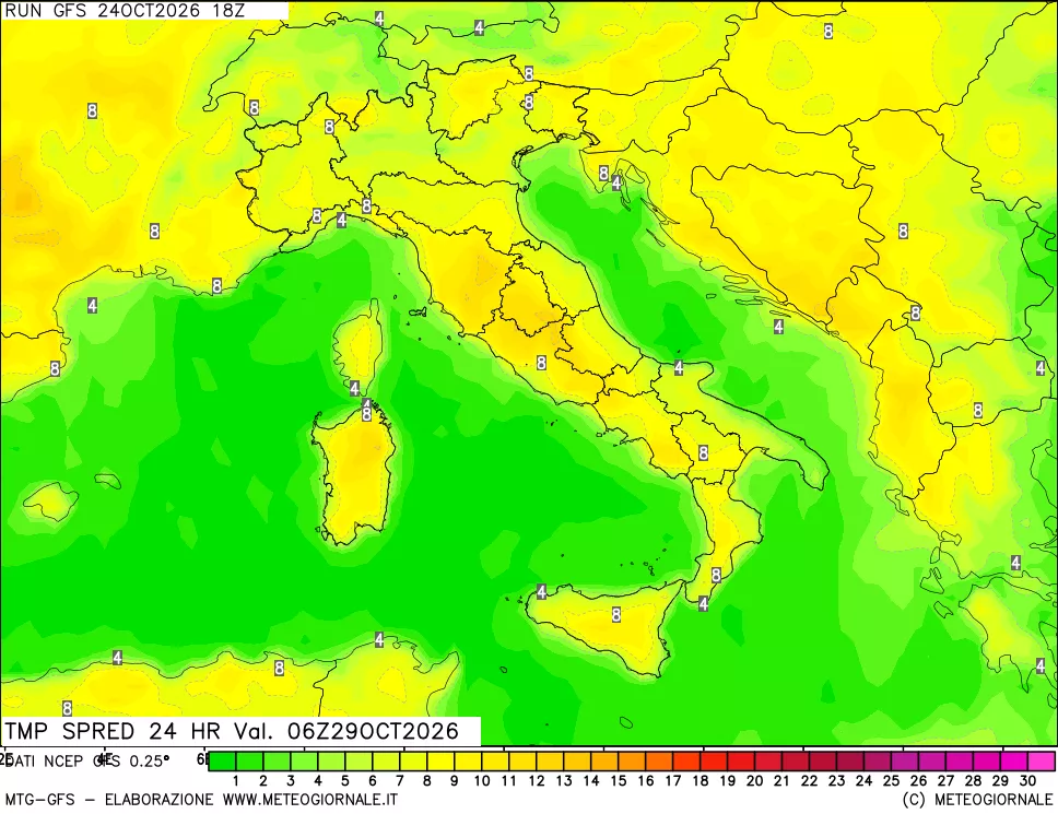 mappa Differenza TMax-TMin 24 ore