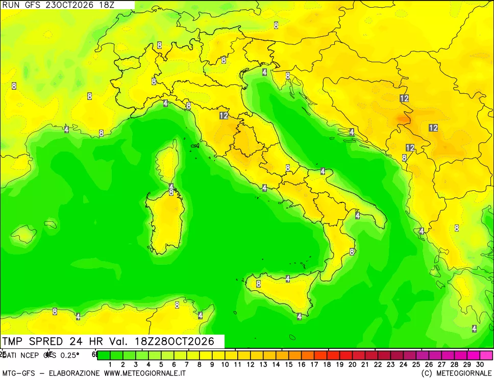 mappa Dif. TMax-TMin 24 ore