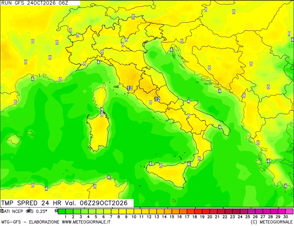 mappa Differenza TMax-TMin 24 ore