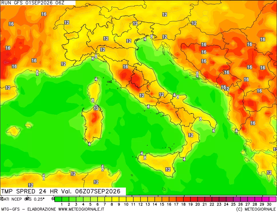 mappa Differenza TMax-TMin 24 ore