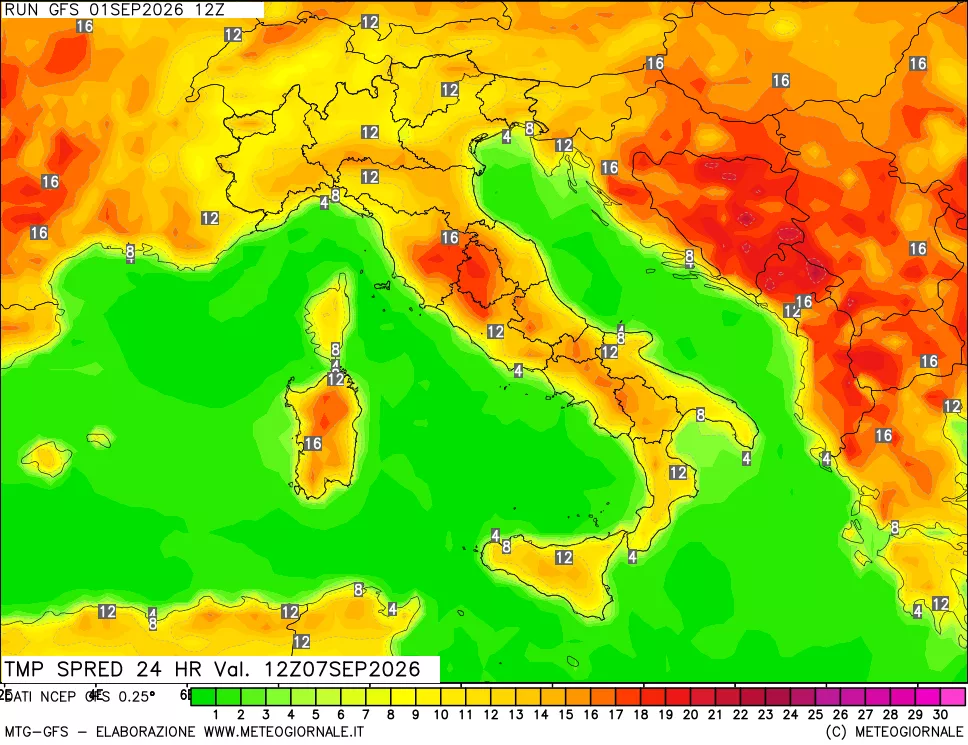 mappa Dif. TMax-TMin 24 ore