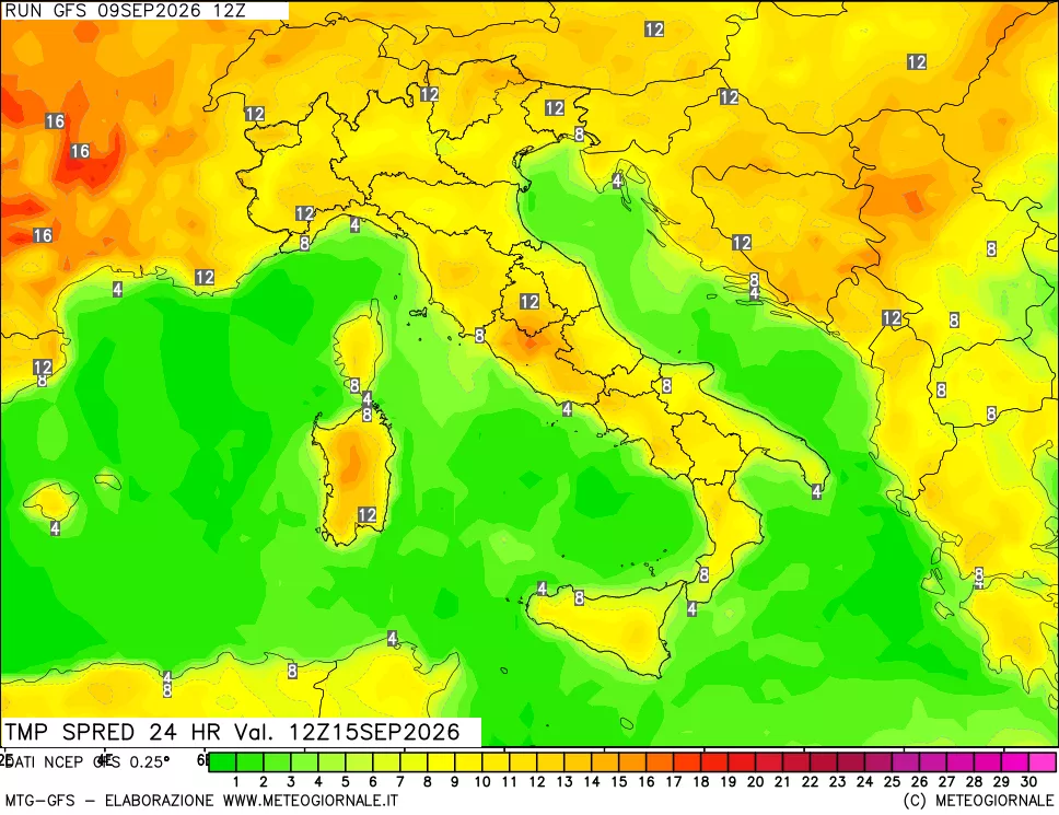 mappa Dif. TMax-TMin 24 ore