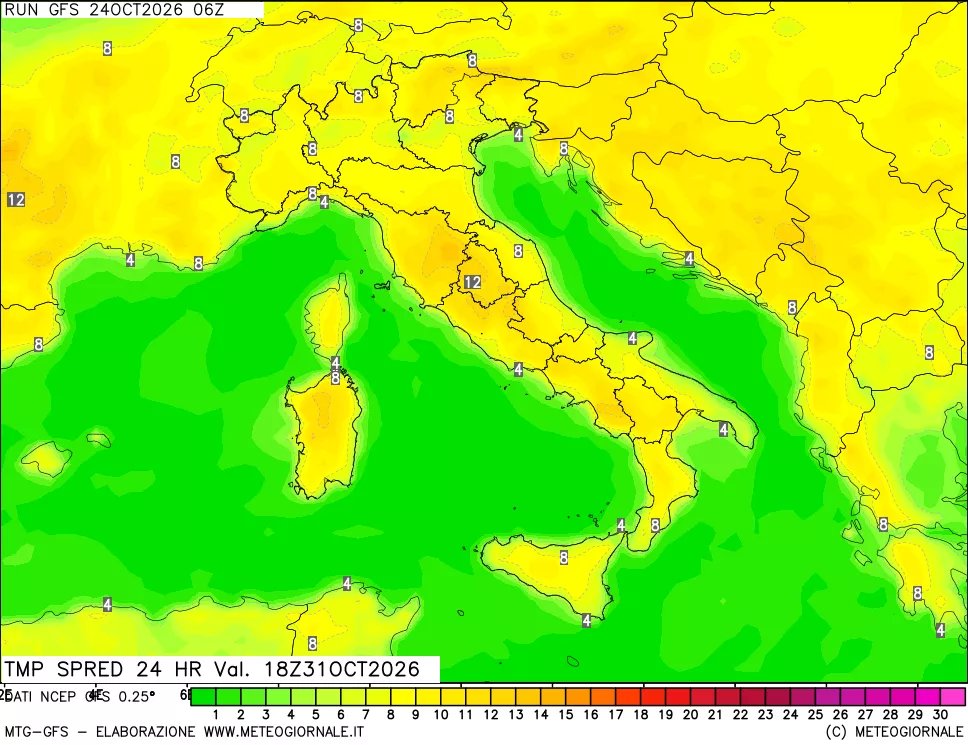 mappa Differenza TMax-TMin 24 ore