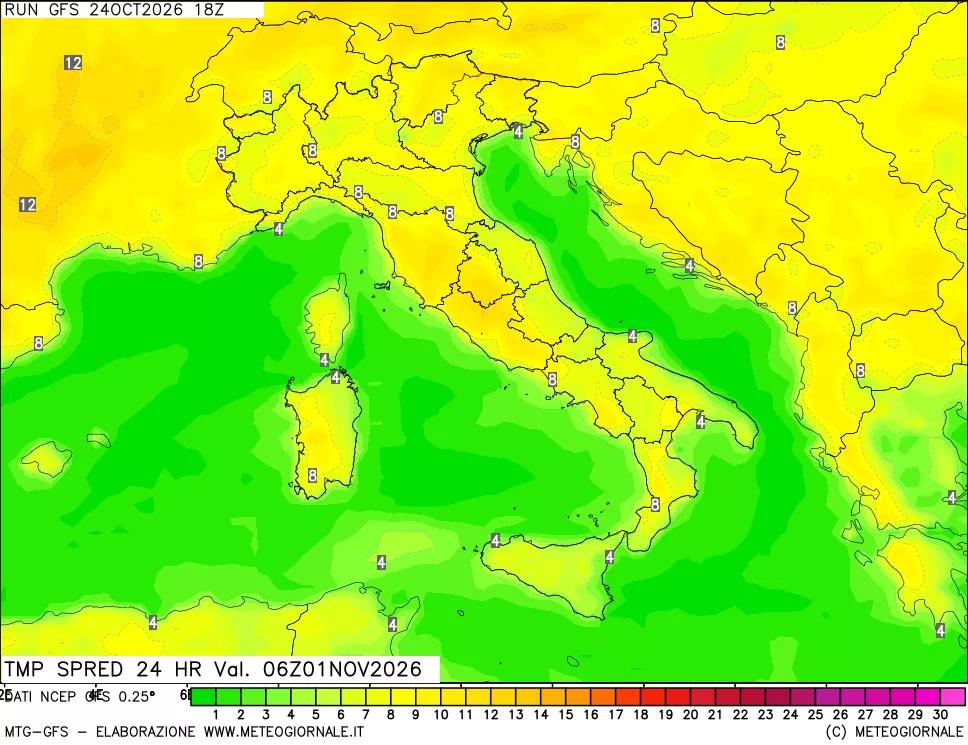 mappa Dif. TMax-TMin 24 ore