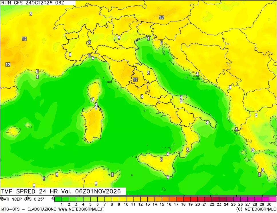 mappa Dif. TMax-TMin 24 ore