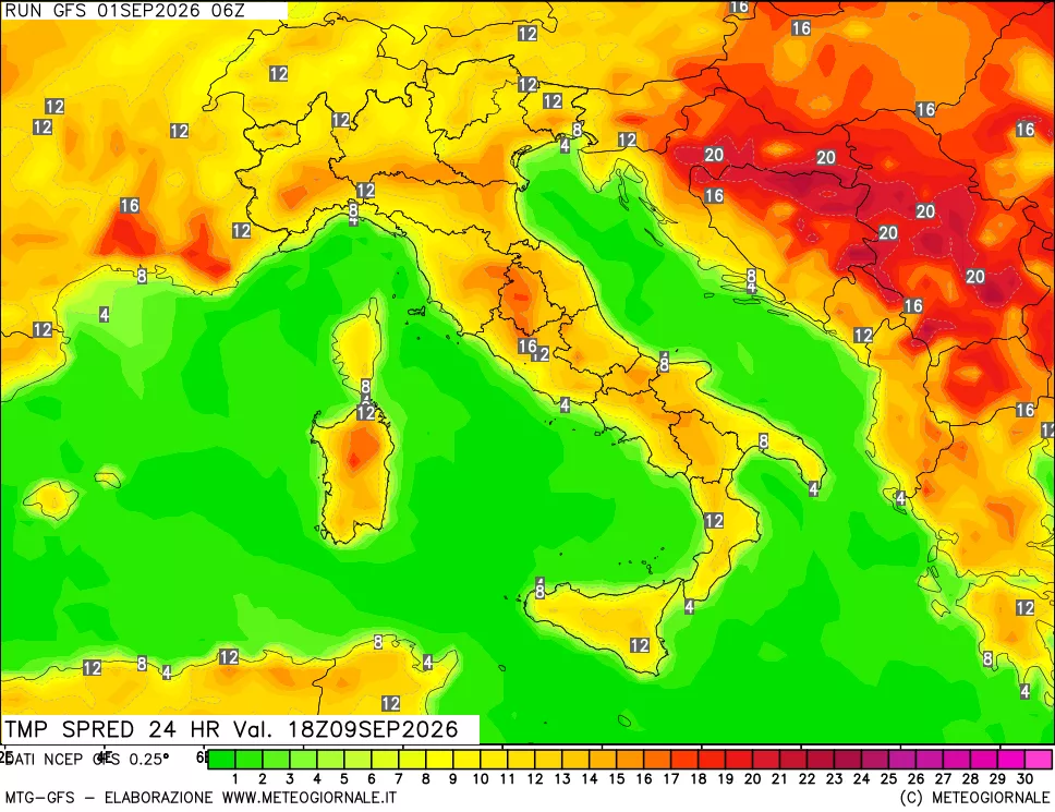 mappa Dif. TMax-TMin 24 ore