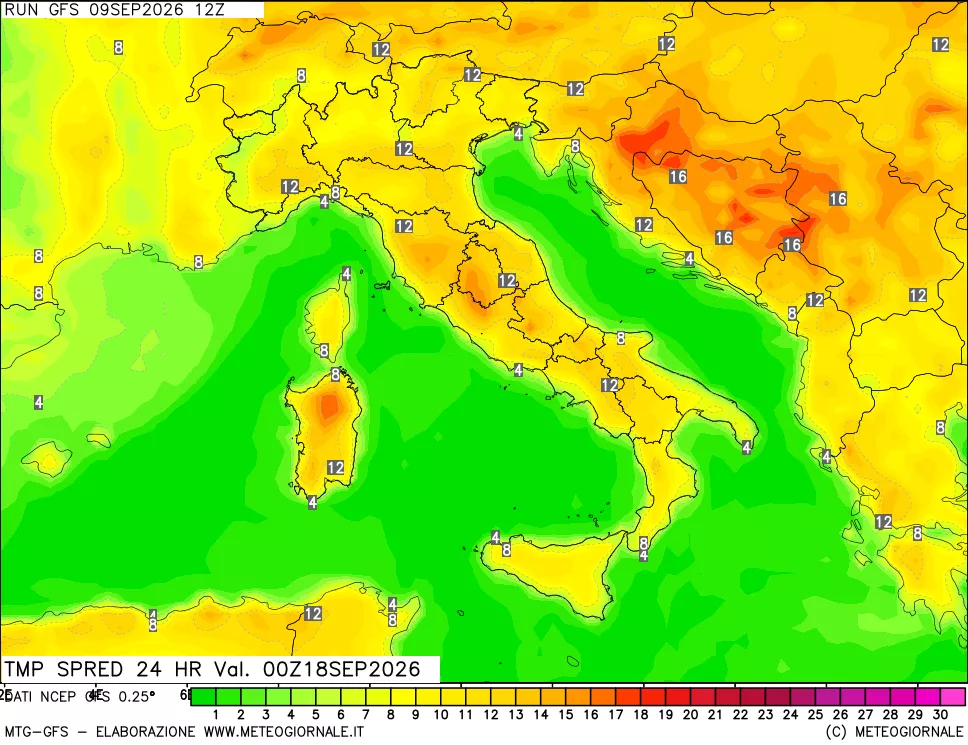 mappa Dif. TMax-TMin 24 ore