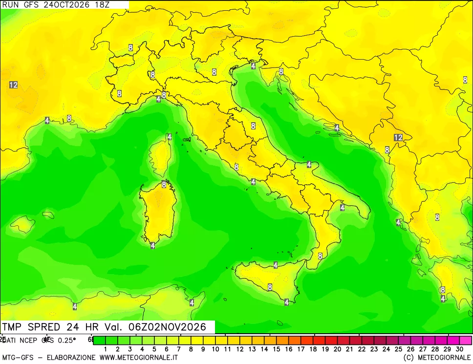 mappa Dif. TMax-TMin 24 ore