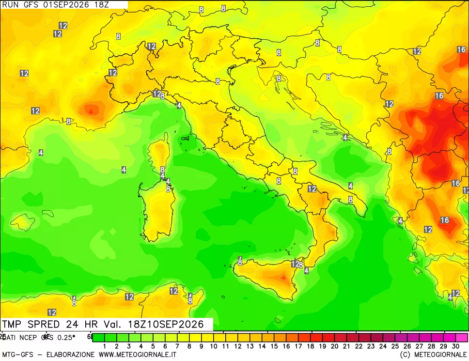 mappa Differenza TMax-TMin 24 ore