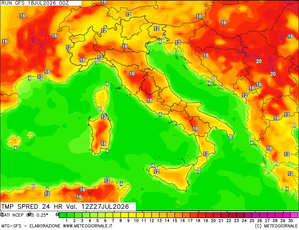 mappa Dif. TMax-TMin 24 ore