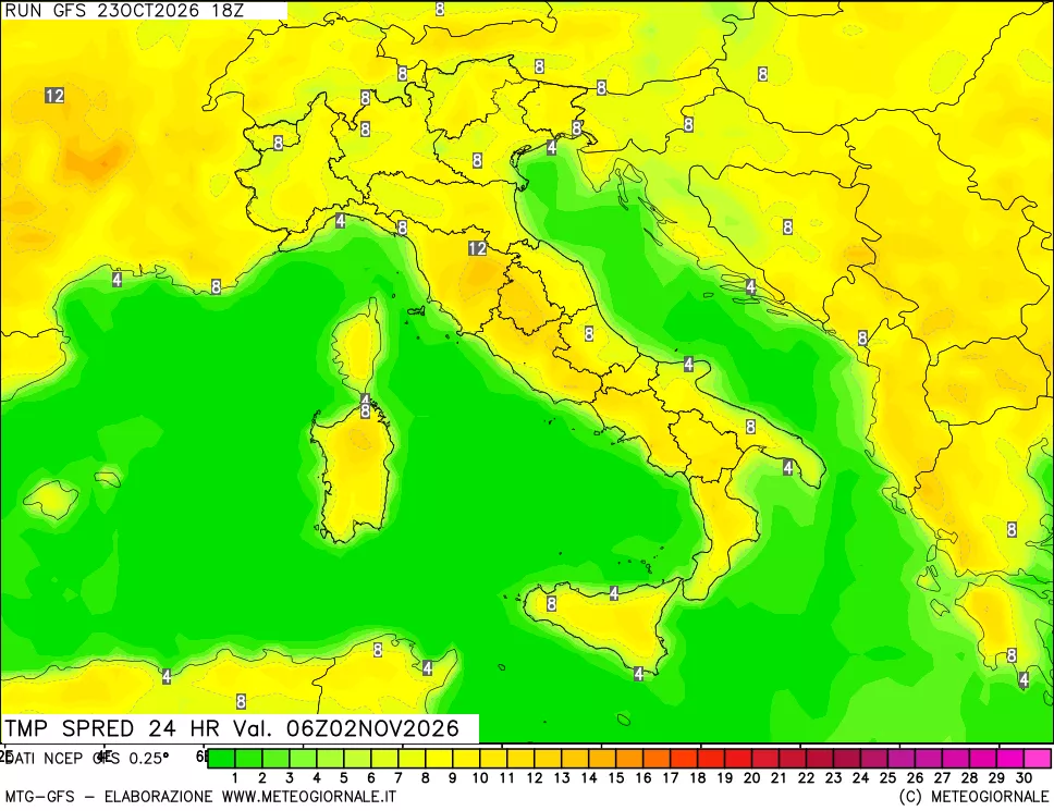 mappa Dif. TMax-TMin 24 ore