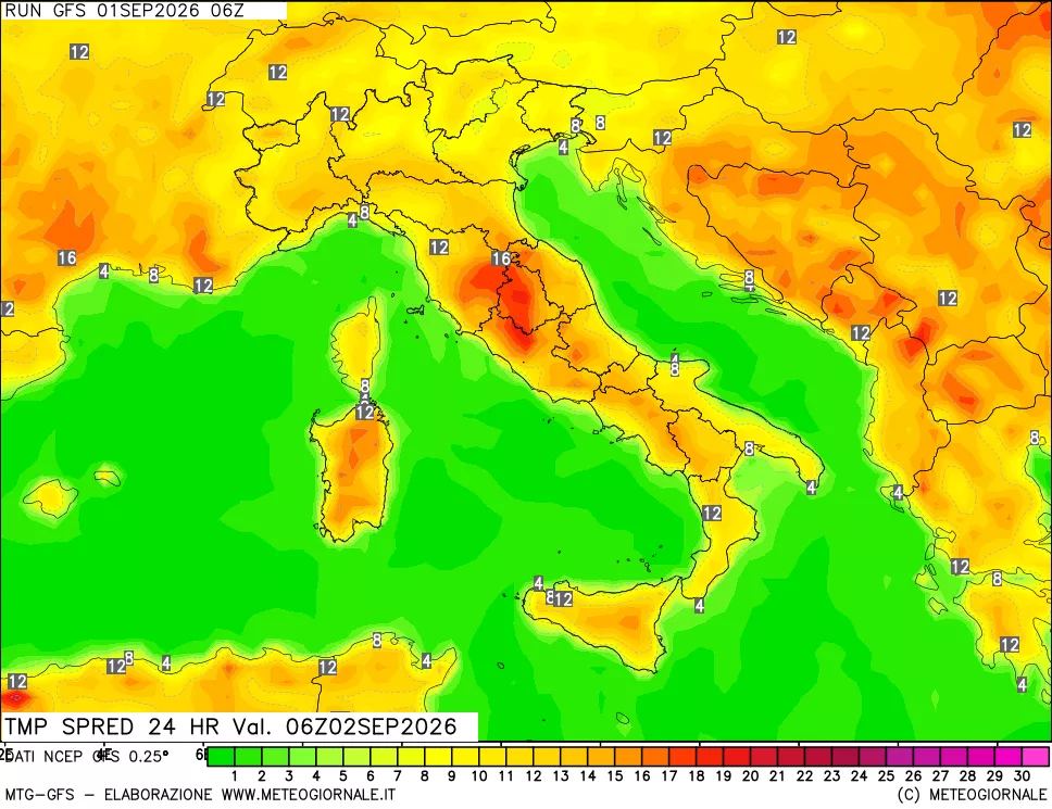 mappa Dif. TMax-TMin 24 ore