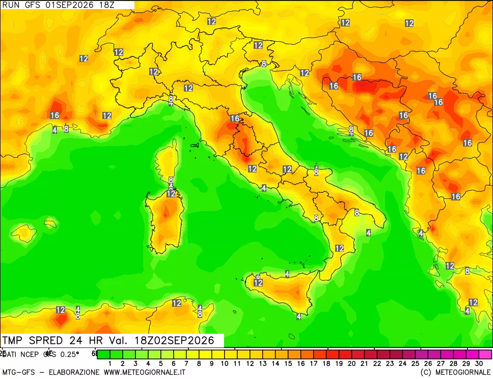 mappa Dif. TMax-TMin 24 ore