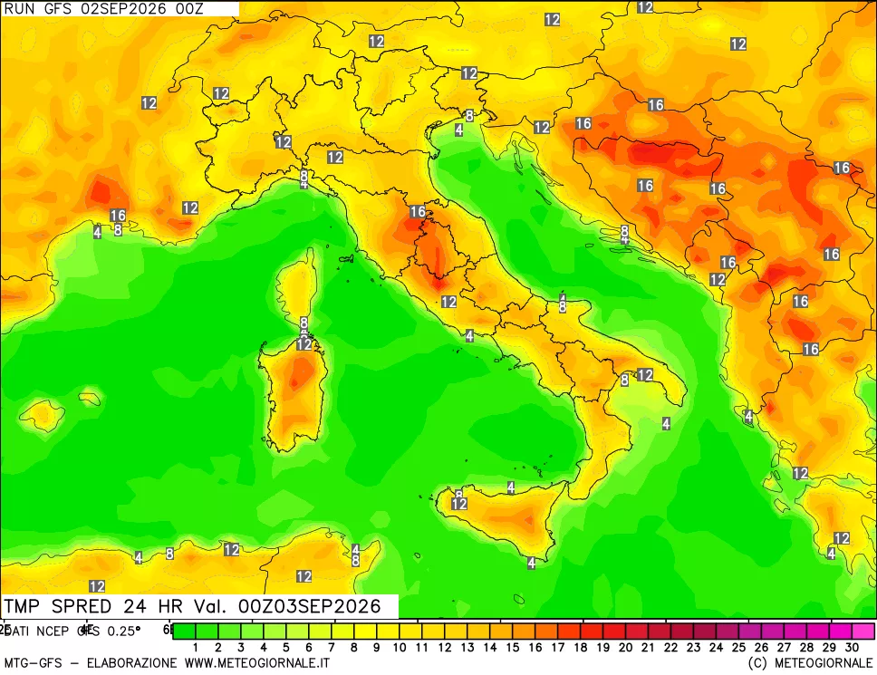 mappa Dif. TMax-TMin 24 ore