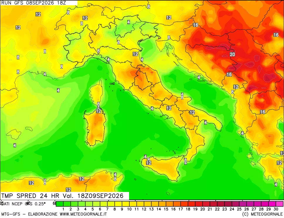 mappa Dif. TMax-TMin 24 ore