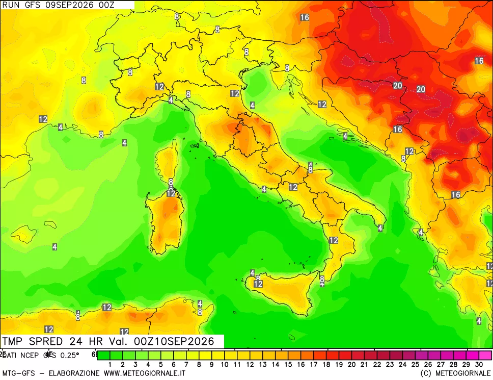 mappa Dif. TMax-TMin 24 ore