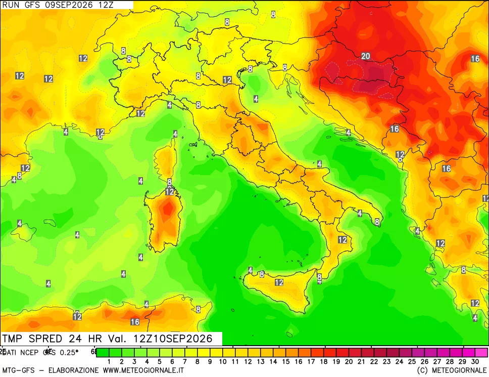 mappa Dif. TMax-TMin 24 ore